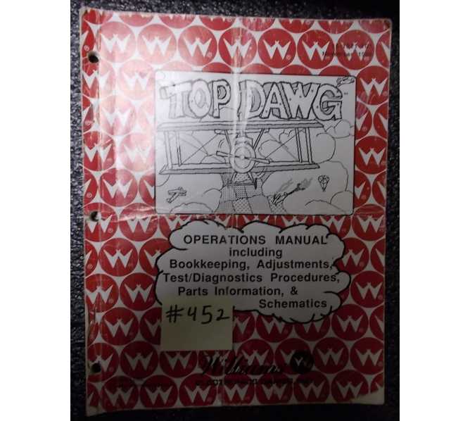 TOP DAWG Arcade Machine Game Operations Manual #452 for sale - WILLIAMS 