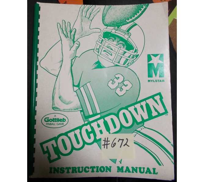 TOUCHDOWN Pinball Machine Game INSTRUCTION MANUAL #672 for sale  