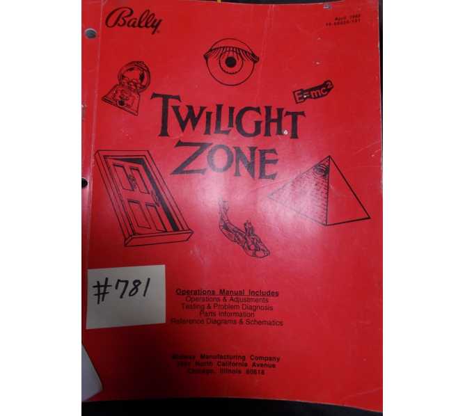 TWILIGHT ZONE Pinball Machine Game Operations Manual #781 for sale - BALLY  