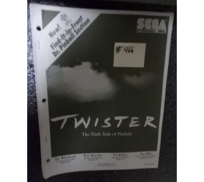 TWISTER Pinball Machine Game Manual #466 for sale - SEGA 
