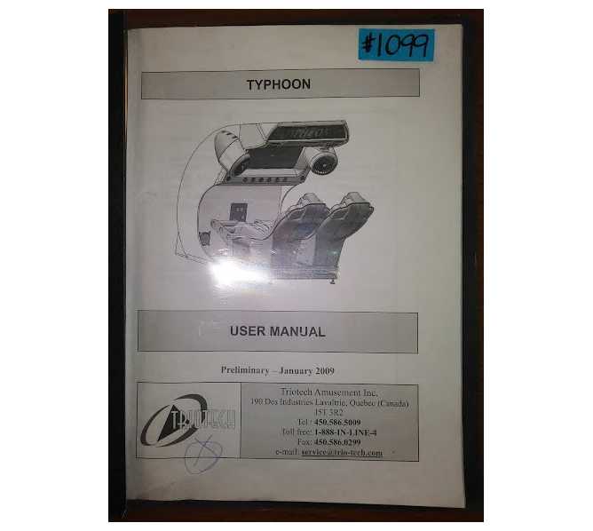 TYPHOON Video Arcade Machine Game USER Manual #1099 for sale 