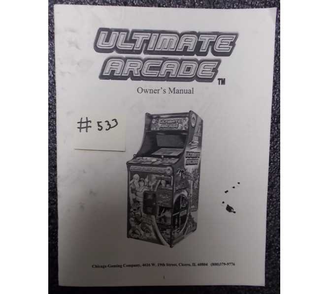 ULTIMATE Video Arcade Machine Game Owners Manual #533 for sale - CAPCOM