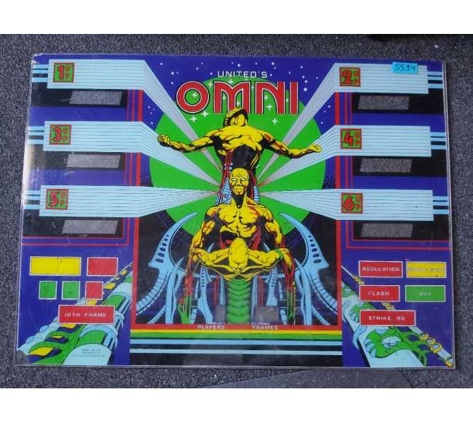 UNITED'S OMNI SHUFFLE ALLEY Arcade Machine Game Plexiglass Backbox Artwork #5534 for sale
