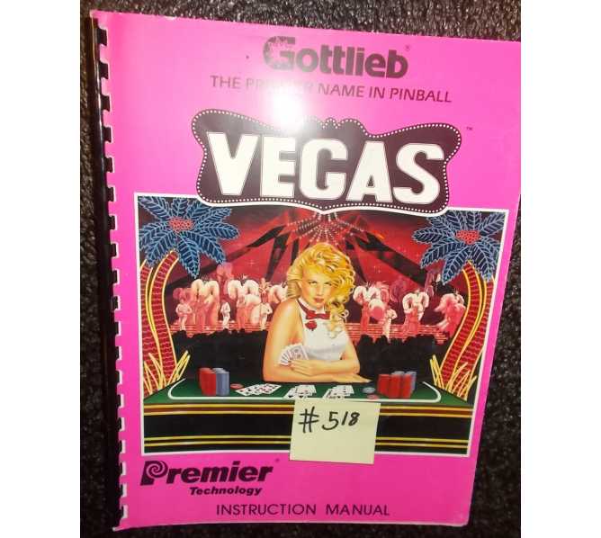 VEGAS Pinball Machine Game Instruction Manual #518 for sale - GOTTLIEB 