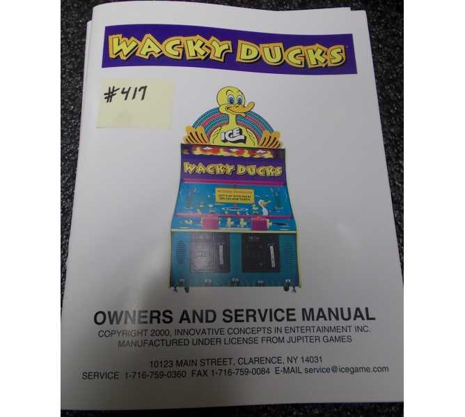 WACKY DUCKS Redemption Arcade Machine Game Owner's and Service Manual #417 for sale by ICE 