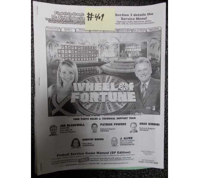 WHEEL OF FORTUNE Pinball Machine Game Owner's Manual #409 for sale  