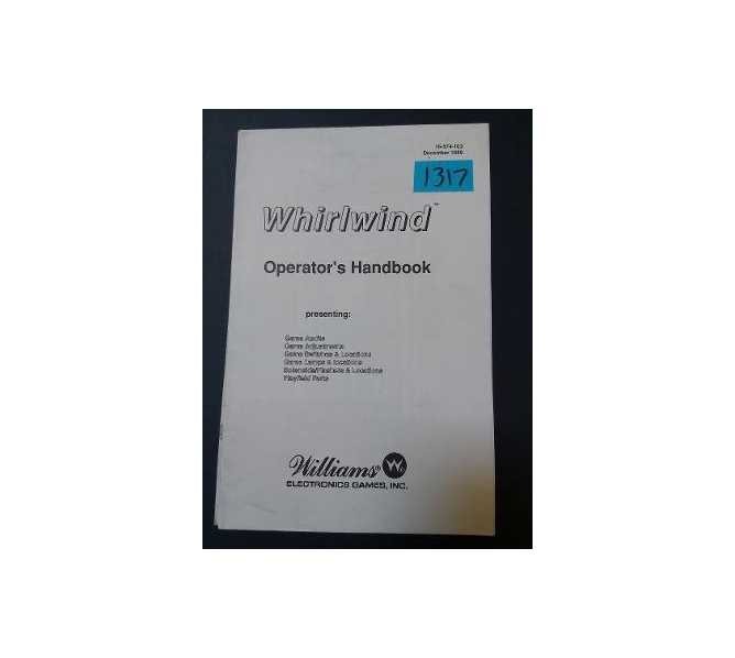 WHIRLWIND Pinball OPERATORS HANDBOOK #1317 for sale
