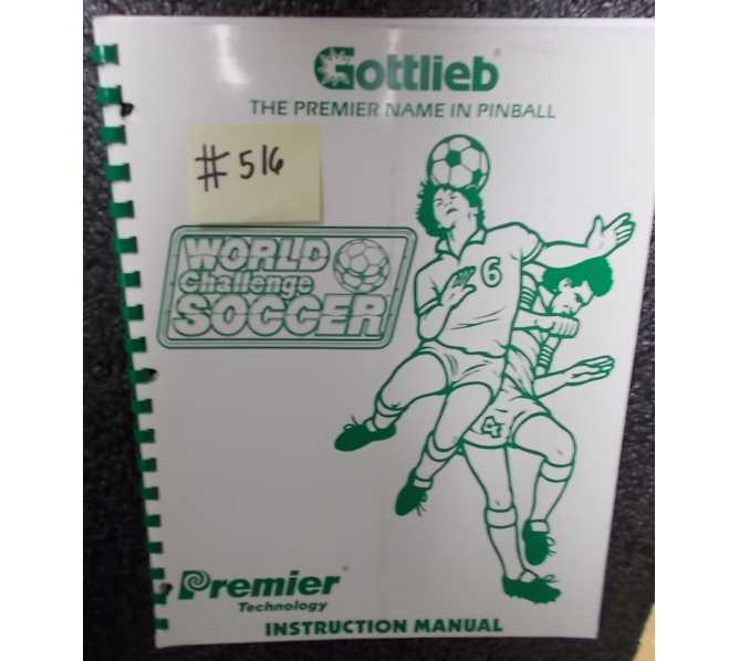 WORLD CHALLENGE SOCCER Pinball Machine Game Instruction Manual #516 for sale - GOTTLIEB  