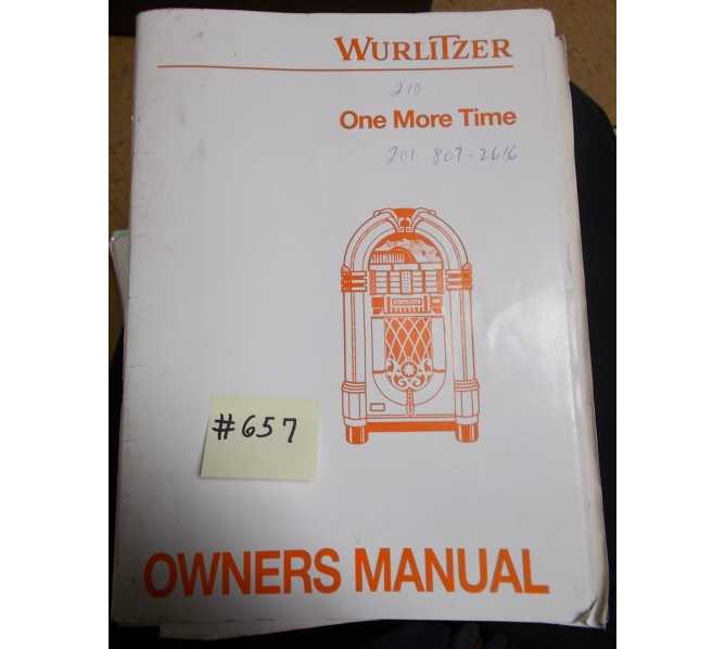 WURLITZER ONE MORE TIME Jukebox OWNER'S MANUAL #657 for sale  