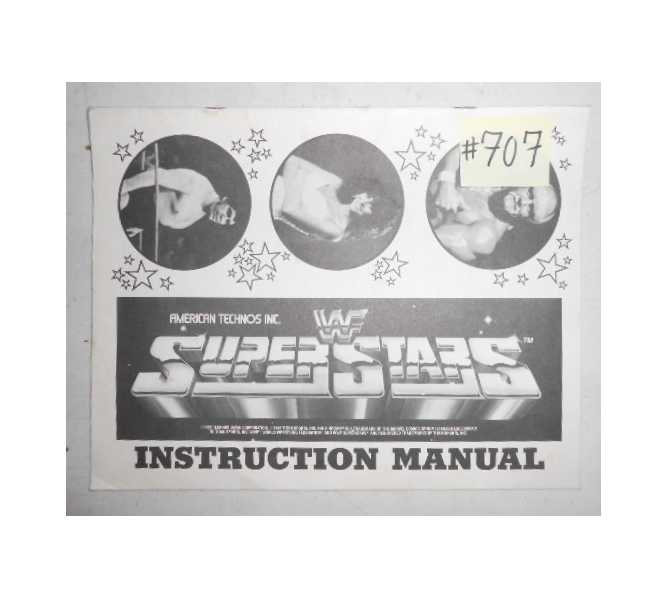 WWF SUPER STARS Arcade Machine Game Instruction Manual #707 for sale  