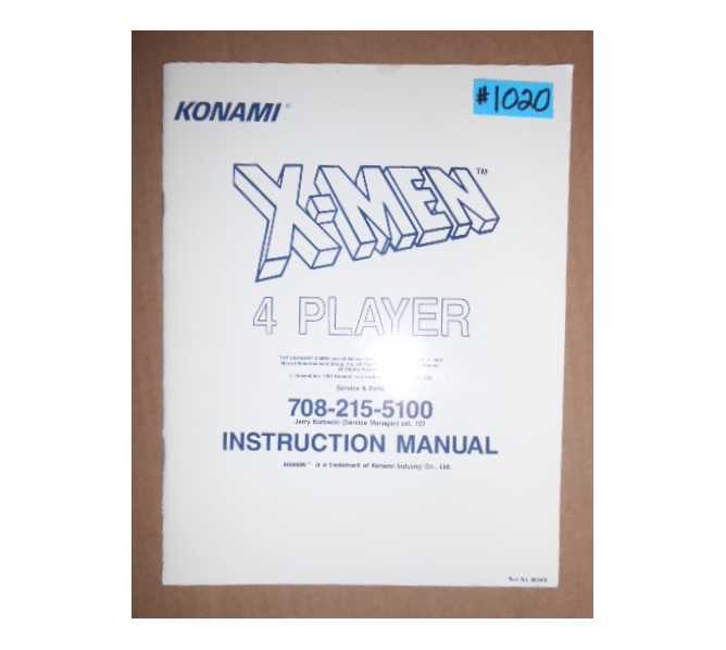 X-MEN 4 PLAYER Arcade Machine Game INSTRUCTION MANUAL #1020 for sale  