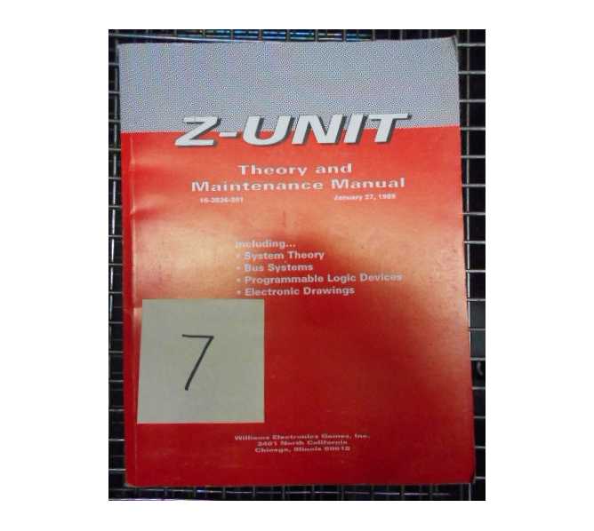 Z-UNIT Video Arcade Machine Game Theory & Maintenance Manual for sale by WILLIAMS #7 