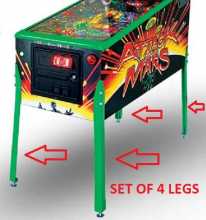 CHICAGO GAMING ATTACK FROM MARS LE Pinball GREEN Legs 28½" Set of 4 (6937) 