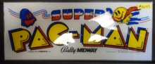 SUPER PAC-MAN PACMAN Arcade Machine Game Overhead Marquee Header #G45 for sale 