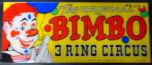 THE ORIGINAL BIMBO 3 RING CIRCUS Arcade Machine Game Overhead Marquee Header PLEXIGLASS for sale #B105  